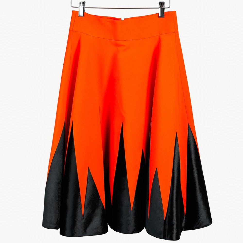 Fausto Puglisi Orange & Black Velvet Appliqué Circle Skirt